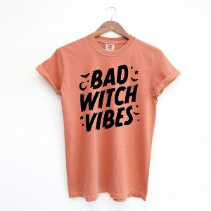 Simply Sage Market Women's Bad Witch Vibes Moon Short Sleeve Garment Dyed Tee - 1 of 2