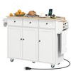 HOMCOM Rolling Kitchen Island with Charging Station and Drop Leaf, 53" Kitchen Island Table with Wood Top, 3 Drawers, Adjustable Shelf - 4 of 4