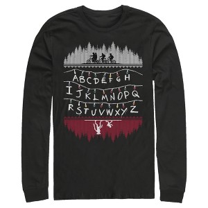 Men's Stranger Things Alphabet Lights Long Sleeve Shirt - 1 of 4