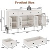 62" Modern Buffet Cabinet with Storage, 3 Drawers & 4 Fluted Glass Doors, Wooden Sideboard Console Table for Kitchen, Dining Room, Coffee Bar - 2 of 4