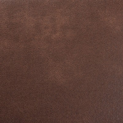 Antique Oak and Dark Brown Faux Leather Mid-Century Ottoman