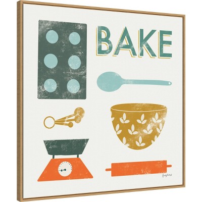 Retro Kitchen II Vintage Teal and Orange Canvas Print