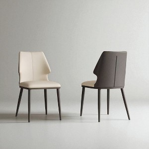 Set of 2 PU Leather Dining Chairs with Gray Back and White Seat, Ergonomic Mid-Back Design, Durable and Easy-to-Clean Chairs for Dining Room - 1 of 4