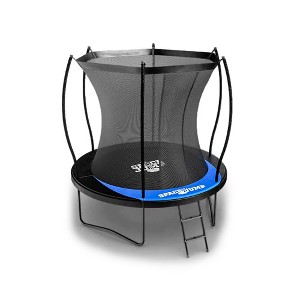 SpaceJump Lunar Trampoline, Outdoor 8 Foot Round Bouncer, Backyard Active Play Set with Safety Net, 330 Pound Weight Capacity, Black/Blue - 1 of 4
