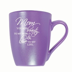 Elanze Designs Mom You Add Beauty To My World & Love To My Life 10 ounce New Bone China Coffee Tea Cup Mug, Passion Purple - 1 of 4