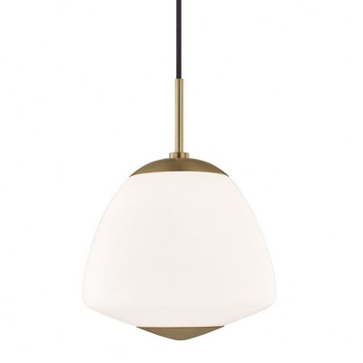 Mitzi Jane 1 - Light Pendant in  Aged Brass Opal Matte Glass Shade  Shade