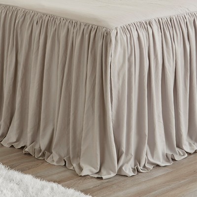 Sweet Jojo Designs Gender Neutral Unisex Queen Bedding Set Gathered Bedspread Beige Taupe 3pc — фото 5