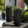 Bencmate Planter, Weather-Resistant Planter with Three Drainage Holes, Tall Flower Pot for Patio Porch Entryway, 2PCS, Black, 13"*13"*23.6" - 3 of 4