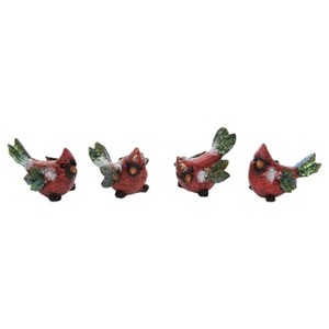 Transpac Mini Resin Holly Leaf Cardinal Set of 4 Christmas Home Decorations - 1 of 1