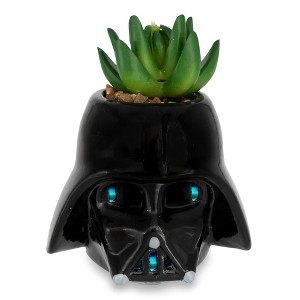 Silver Buffalo Star Wars Darth Vader Helmet Light-Up Mini Planter With Artificial Succulent - 1 of 4