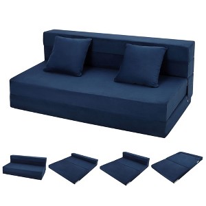 Convertible Folding Sofa Bed, Futon Sleeper Chair with Pillow, High-Density Memory Foam Sofa Bed, Foldable Mattress for Living Room/Dorm/Apartment - 1 of 4