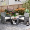 Tangkula 3 Pieces Patio Furniture Set PE Rattan Chairs Set w/ Storage Coffee Table - 4 of 4