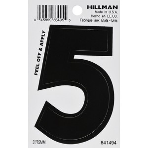 Hillman 3 in. Black Vinyl Self-Adhesive Number 5 1 pc (Case of 6) - 1 of 1