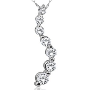 Pompeii3 1ct Diamond Journey Pendant 14K White Gold New 1" tall - 1 of 3