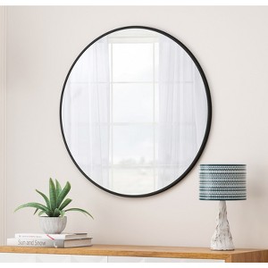 FONTOI Bathroom Vanity Mirrors, 28 Inch Circular Mirror, Metal Framed Mirror, Dressing Mirror for Bathroom Living Room Bedroom, Black, 36"*0.98"*36" - 1 of 4