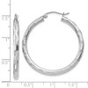Black Bow Jewelry 3mm x 35mm 14k White Gold Textured Round Hoop Earrings - 4 of 4