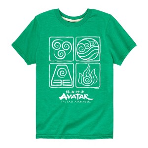 Boys' - Avatar: The Last Airbender - Air Water Earth Fire Grid Short Sleeve Graphic T-Shirt - 1 of 4
