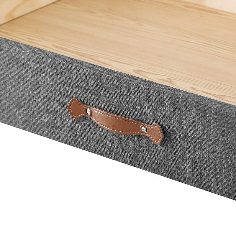 MUSEHOMEINC BD1002N Upholstered Wooden Under Bed Storage Organizer Wheeled Drawer with Durable Leather Pull for King or Queen Size Beds, 3 of 7
