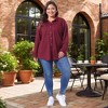 Women's Plus Size Waffle Knit Shacket Pocket Loose Long Sleeve Button Down Shirts - Agnes Orinda - 3 of 4
