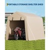 6x8 FT Portable Outdoor Storage Shed with 2 Roll-Up Zipper Doors & Vents,Waterproof PE Tarp,UV-Resistant Carport for Motorcycle,Firewood,Tools-Khaki - 3 of 4