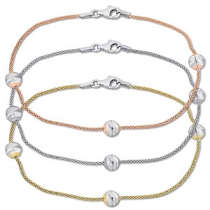 EVERLY JEWELRY | 3-Tone Sterling Silver 3 Piece Bracelet Set 6mm Ball Chain - 1 of 4