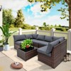 FIONECA 6-Piece Patio Furniture Set ¨C PE Wicker Barrel-Style Sofa with Gray Cushions - 4 of 4