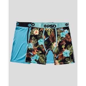 PSD Men's Floral Print Boxer Briefs 2pk - Green/Light Aqua Blue/Black - 1 of 4