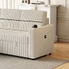 85 Inches Corduroy Sofa Bed, 3 Seater Sleeper Sofa with Storage Chaise, Square Handrail with Two Cup-Holders and USB Charge Port - 3 of 4