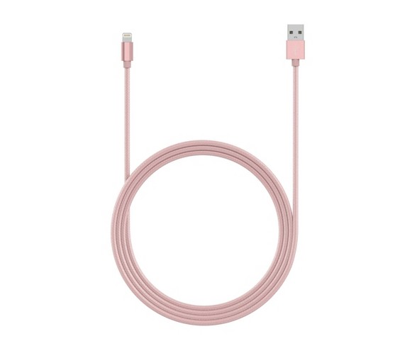 Just Wireless 2.4A Single USB Wall Charger (with Apple Lightning Braided Cable) - Rose Gold