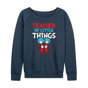 Women's - Dr. Seuss - Teacher Of Little Things Lightweight French Terry Wide Neck Long Sleeve Shirt - 1 of 4