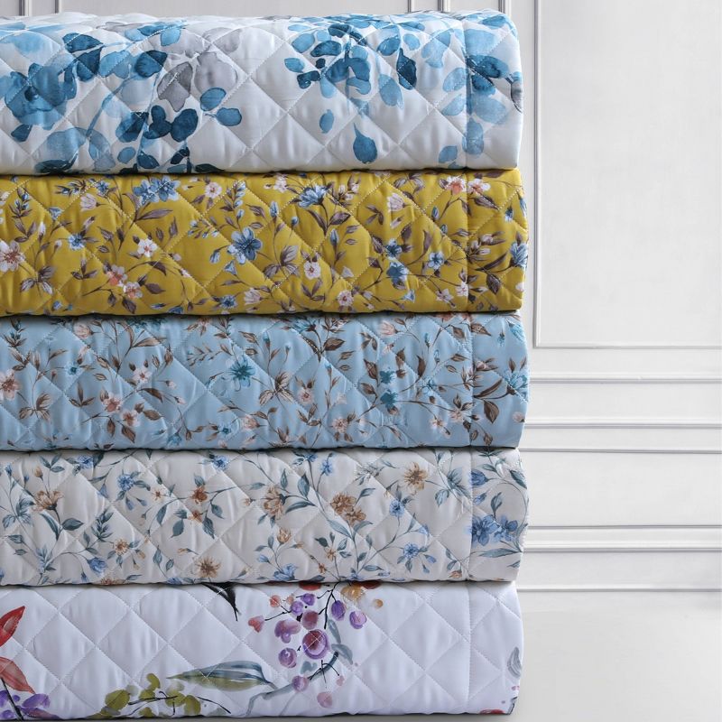 Queen Isabella Organic Cotton Quilt Set White/Blue - Azores Home, 3 of 5