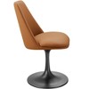 Modway Lippa Swivel Dining Side Chair – Black Faux Leather Upholstery with Tan Cushion, Armless Round Base Design - 4 of 4
