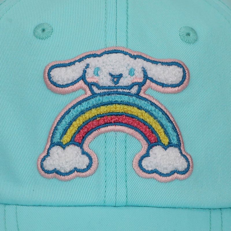 Cinnamoroll Chenille Character Patch Men's Teal Washed Cotton Twill Baseball Cap, 3 of 7