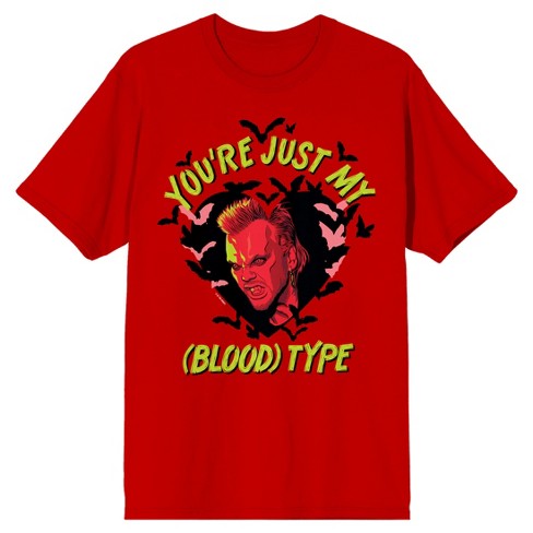 Lost Boys You're Just My (Blood) Type Crew Neck Short Sleeve Red Men's T-shirt - image 1 of 3