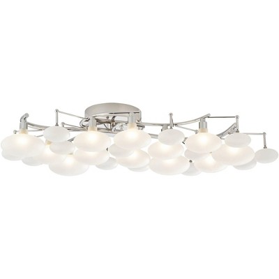 Lilypad Chrome 12-Light Frosted Glass Semi Flush Mount Ceiling Fixture