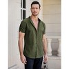 Men's Muscle Dress Shirts Slim Fit Stretch Banded Collar Short Sleeve Casual Button Down Shirt - 2 of 4