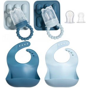 Silicone Baby Fruit Feeders and Baby Bibs Set - First Stage Baby Must-Haves, Gum-Friendly, BPA-Free, Easy to Clean Feeding Accessories for Infants - 1 of 4