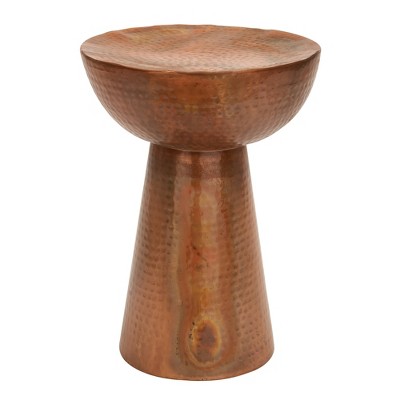 Vintage-Inspired Copper Metal Round Accent Stool - 22.5" x 15.4"