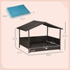 SKYONE Elevated Rattan Dog Cabana with Weatherproof Cushion, Indoor/Outdoor Pet House for - 4 of 4