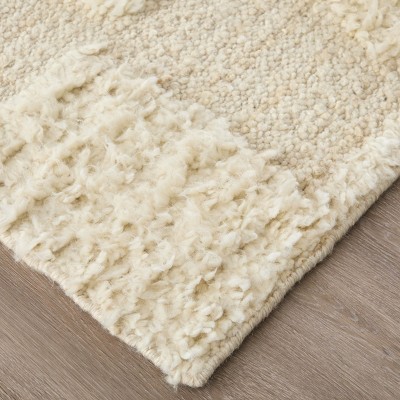 Handmade Ivory Geometric Wool Rectangular Area Rug 3'6" x 5'6"