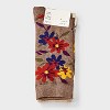 Women's Floral & Striped 3pk Crew Socks - A New Day™ Dark Brown Heather/Ivory 4-10 - 2 of 3