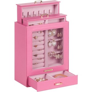 Jewelry Box for Women & Girls, White and Gold Organizer with Storage for Necklaces, Rings, Earrings & Bracelets - 1 of 4