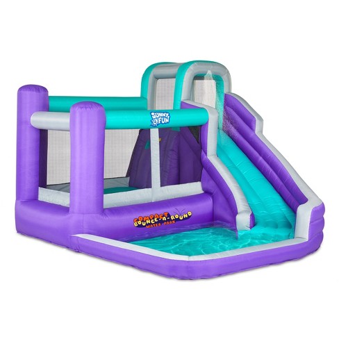 Sunny & Fun Small Inflatable Kids Backyard Water Slide Park - Purple 