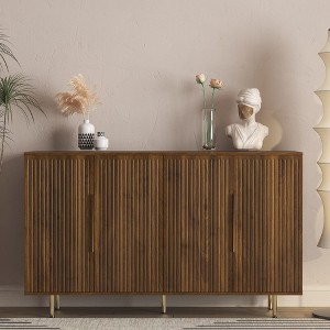 JVNOXK Modern Fluted Wood Buffet Cabinet, Large Storage Sideboard with ...