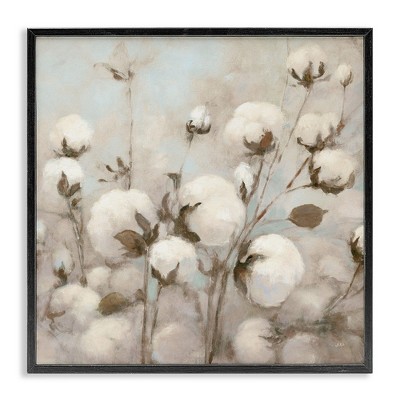 Stupell Industries Neutral Cotton Flower Painting, 12" x 12"