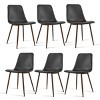 Set of 6 Bingo Faux Leather Dining Room Chair with Walnut Leg for 6 - Maison Boucle‎ - 3 of 4