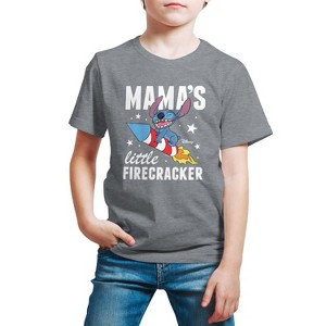 Boys' - Lilo and Stitch - Mama's Little Firecracker Short Sleeve Graphic T-Shirt - 1 of 4