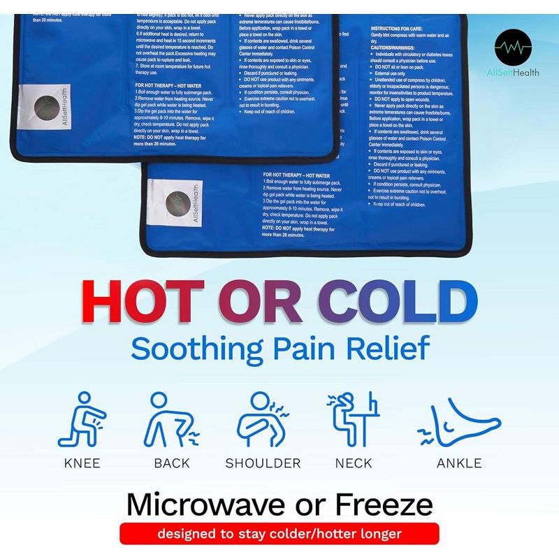 Allsett Health 4 Pack XL Reusable Hot and Cold Gel Ice Packs for Injuries | Cold Compress, Gel ice Pack, Cold Packs Flexible -  11x14.5 Inches Blue, 3 of 9