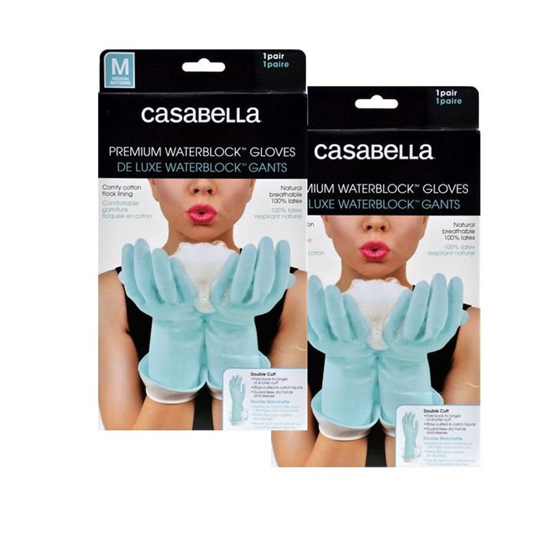 Casabella Premium Waterblock Cleaning Gloves Blue - 2 Pair (4 Gloves), 2 of 5