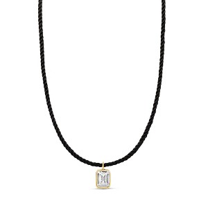 SHYMI Cord Necklace with Emerald Shape Pendant — .925 Sterling Silver, 14k Gold-Plated, Cubic Zirconia, Adjustable Chain - 1 of 2